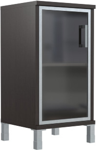 Шкаф-колонка низкая со стеклянной дверью в AL-рамке B 411.4(L) Венге Магия 475х450х920