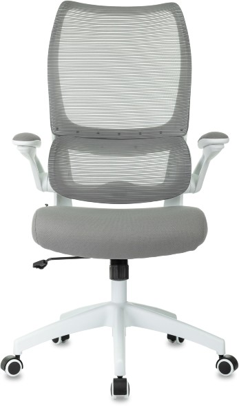 Кресло руководителя Бюрократ Sigma WH 1 серый сетка/ткань крестов. пластик пластик белый